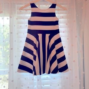 Ralph Lauren Girls Dress, Size 6, Navy Blue/White Stripes